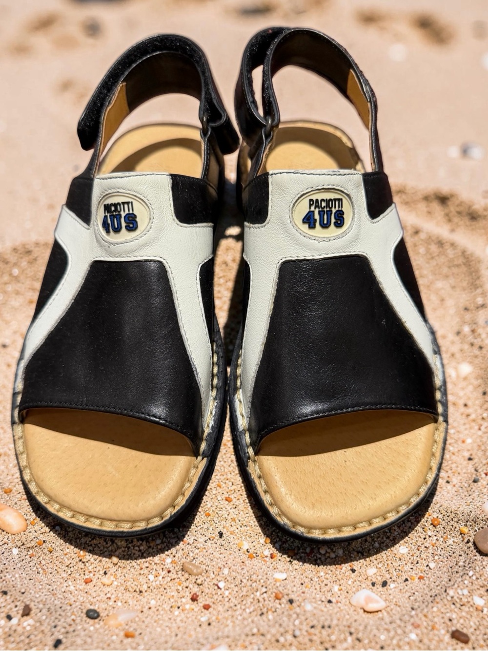 Cesare Paciotti Black and White Kids Leather Sandals